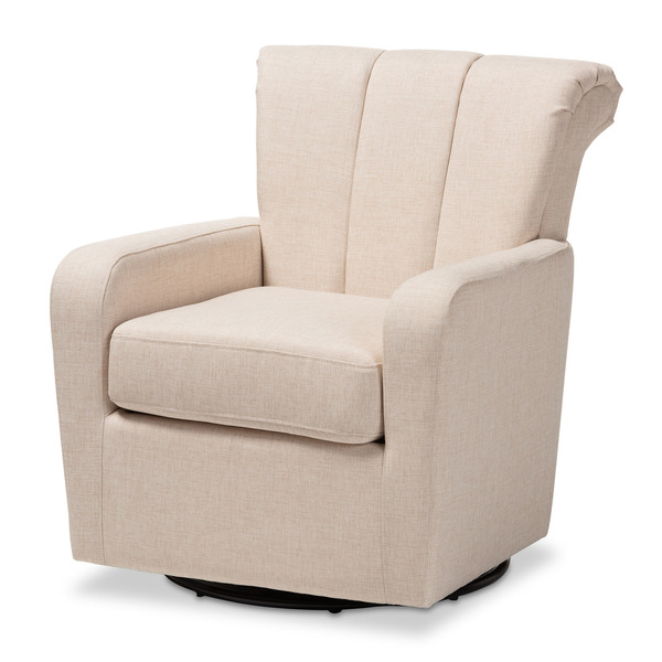 Baxton Studio Rayner Modern Beige Upholstered Swivel Chair 151-9255